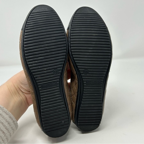Josef Seibel Pippa Brown Quilted Leather Flats Black Cap Toe Size 37 with Bow - Picture 8 of 13